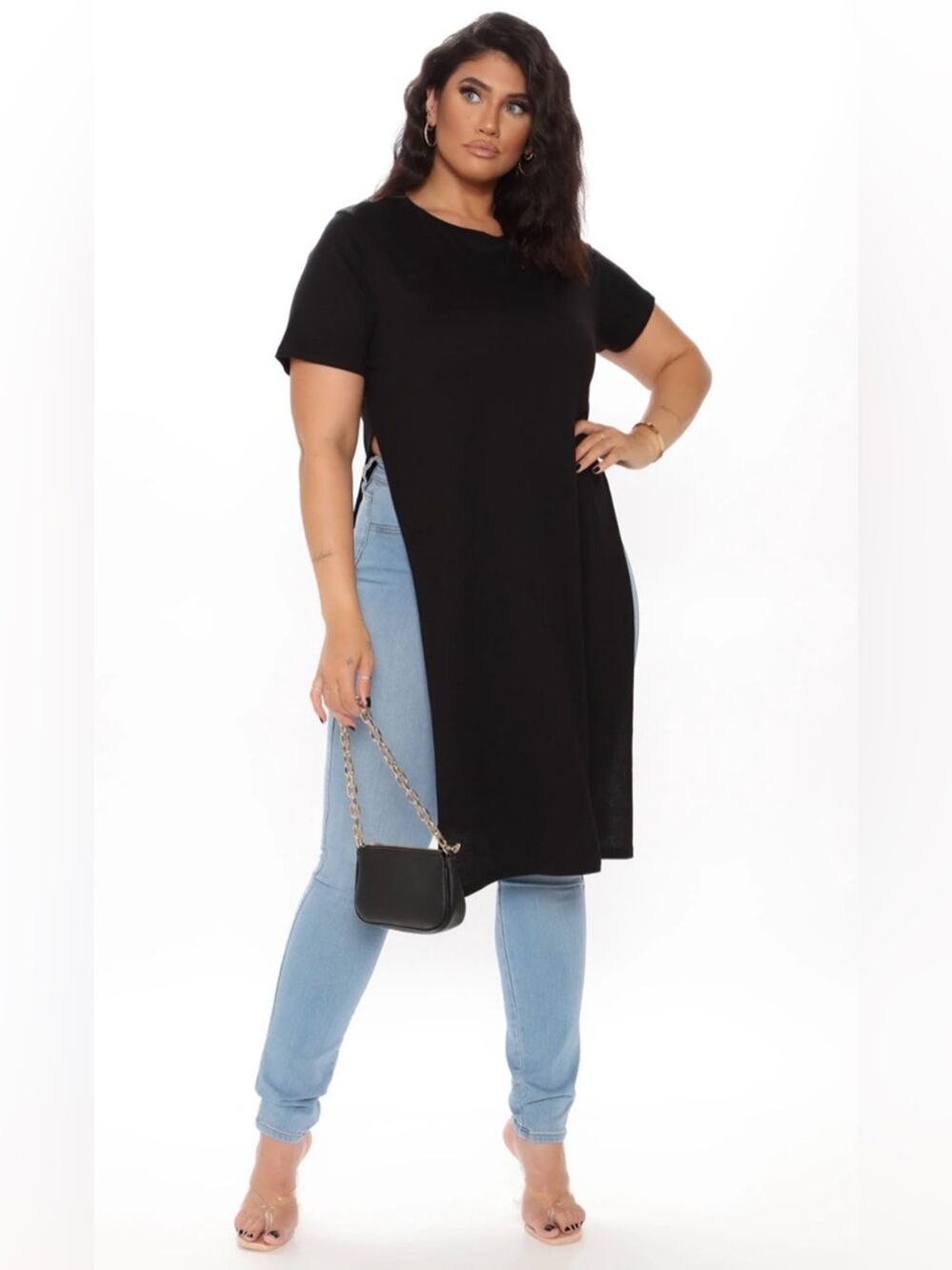 POLO RALPH LAUREN Twill Side Slit Tunic Long line classic minimalist Top 14
